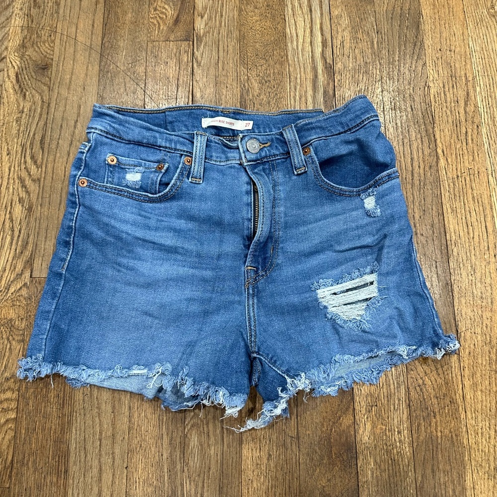 Levi’s Denim Blue Distressed Women Shorts